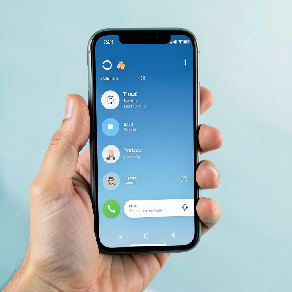 Round icon showing a phone and location pin for a caller ID app